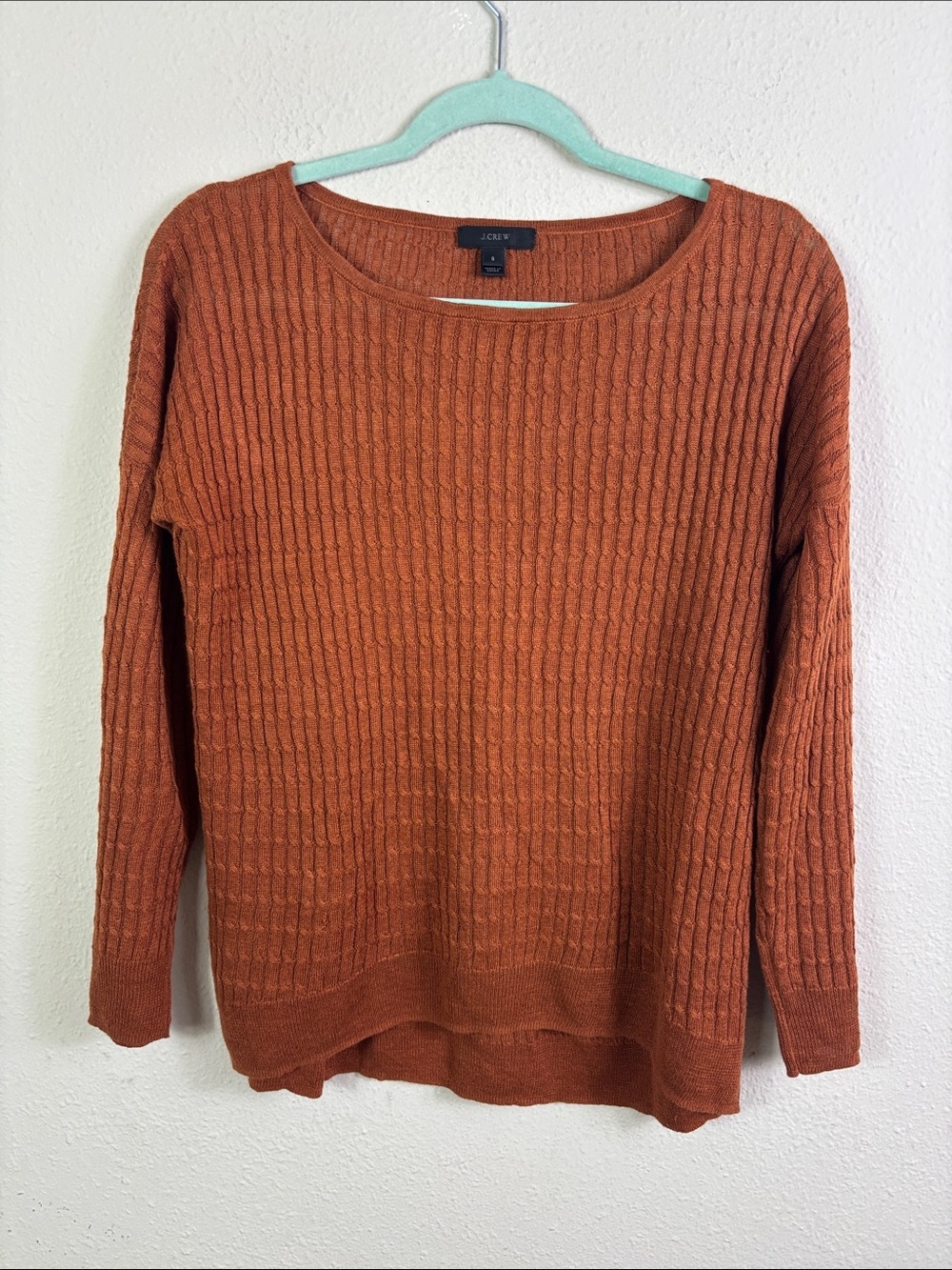 J. Crew 100% linen Ribbed Knit Sweater in Brown Long Sleeve sz small - Picture 2 of 8